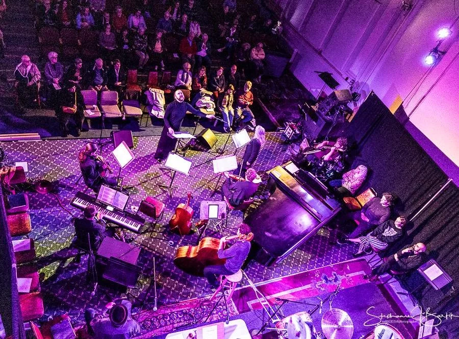 Cooper's Cave Composer Consortium Fall Concert 20125 
"Glamis, Thou Art" from Lady M - with Laura Roth, John Benware, Brendan Klippel, Adam York, Mowgli Gianitti 

Photo by Stephanie Bartik 