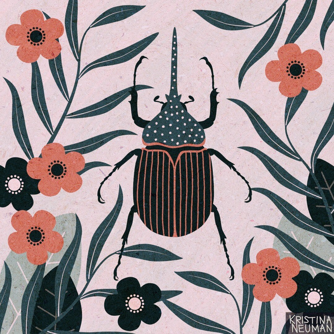 1/6 - I decided to make a series of illustrations with my beetles. Here's the first one!

#affinitydesigneripad #surfacedesign #surfacepattern #surfacedesigner #artlicensing #freelanceillustrator #illustration #illustratorsoninstagram #femaleartist #