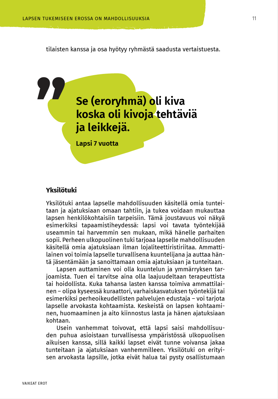An example of accessible design for publications (Kasper Kasvatus- ja perheneuvonta ry).