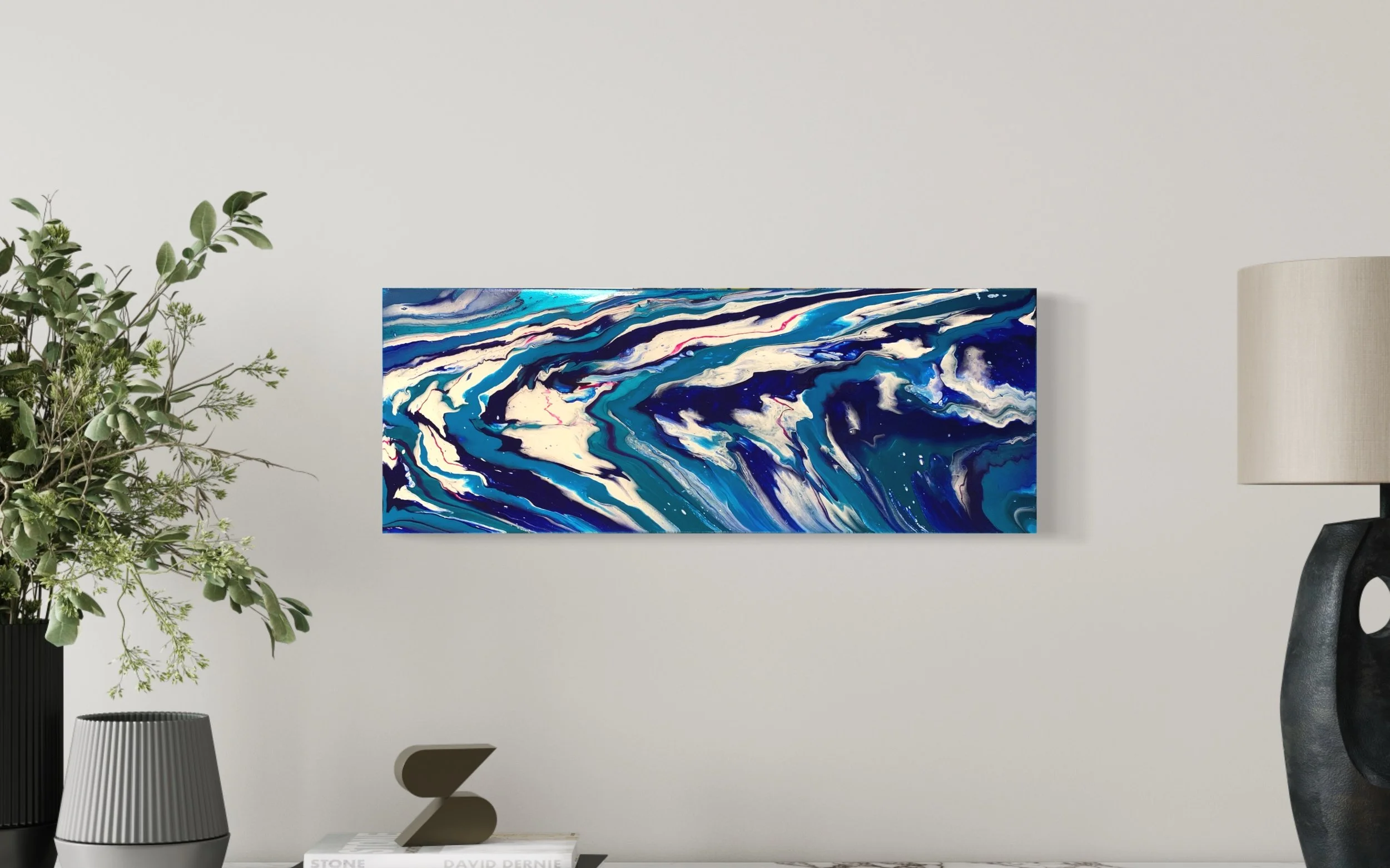 Kerslake - Acrylic Paint pour - 32" x 12" SOLD