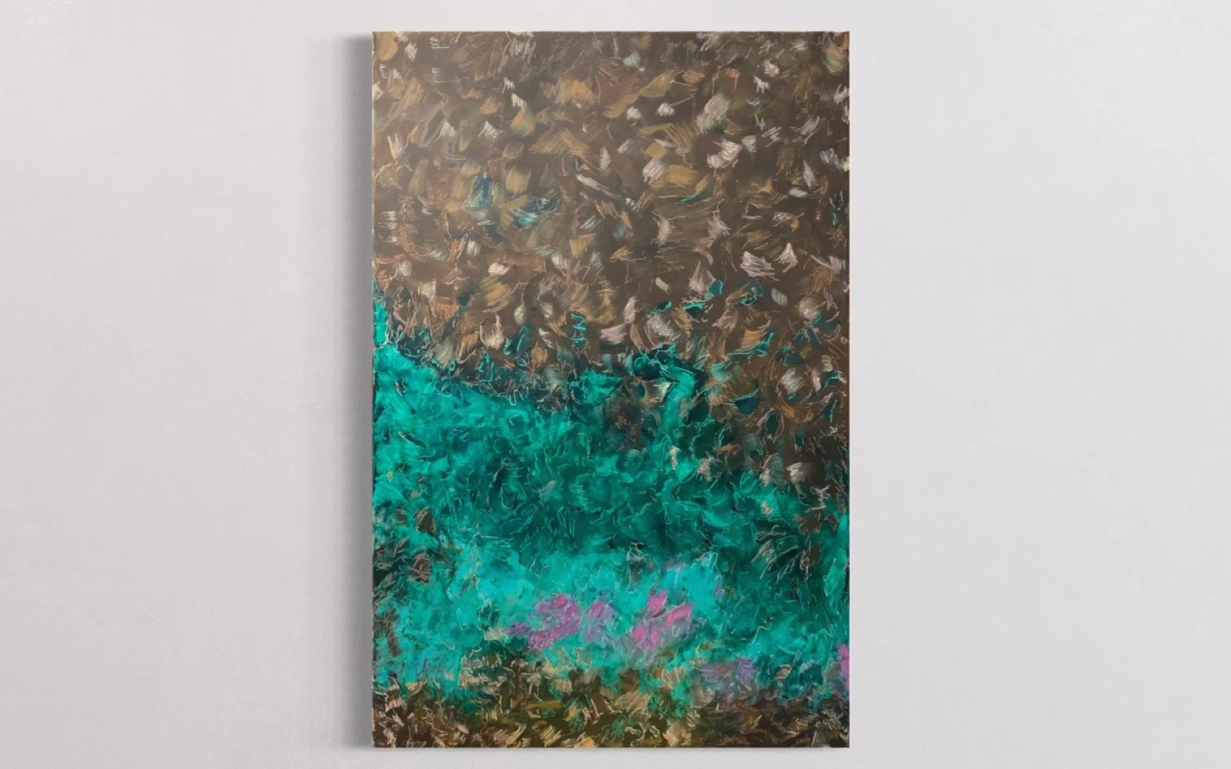 AVAILABLE 
 Minerals I - acrylic layers, 36' x 24' Exhibited in Soho London restaurant £1600