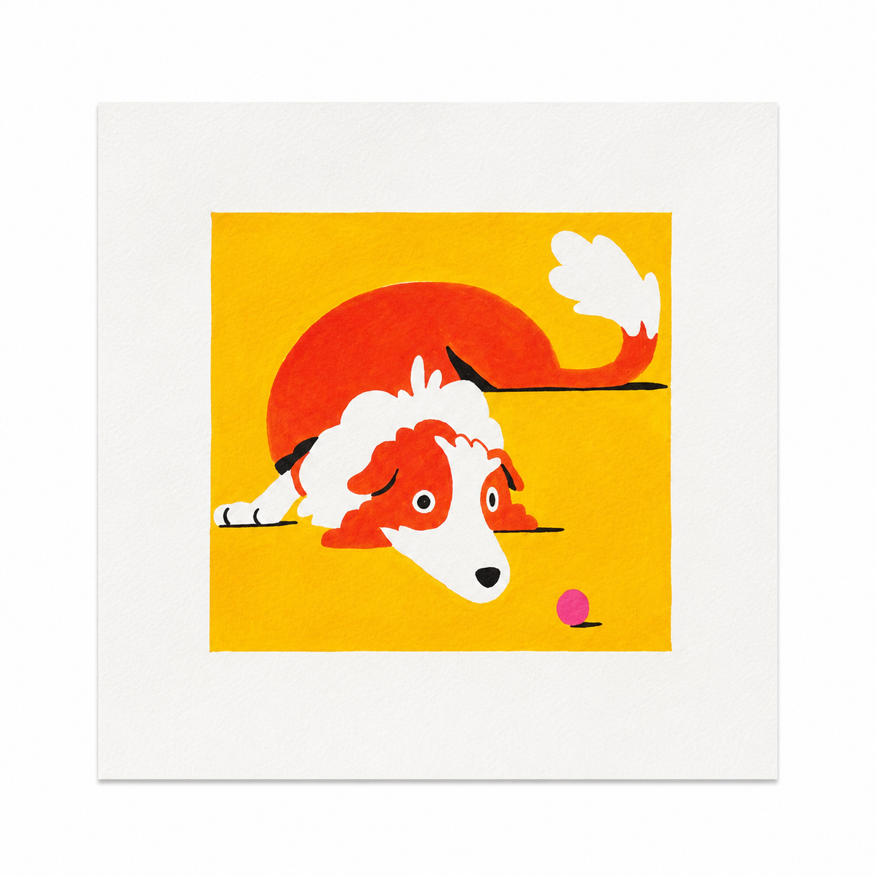 Perro juguetón en un fondo amarillo.png