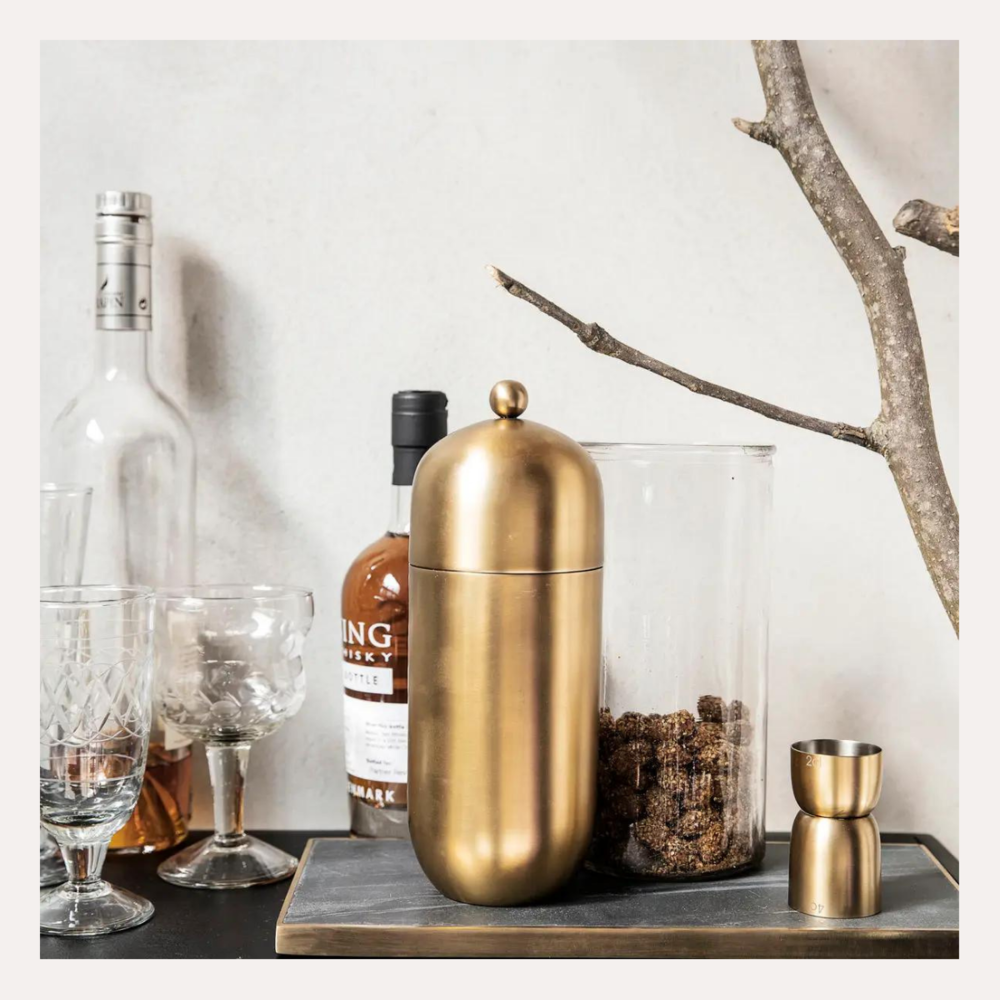 Sleek Modern-Brass Finished Cocktail Shaker by House Doctor — The Grateful Gourmet