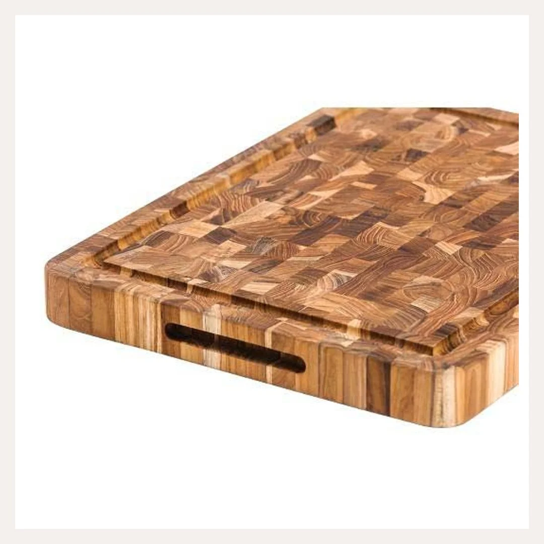 End Grain Butcher Block Cutting Board with Hand Grips | Teak Haus