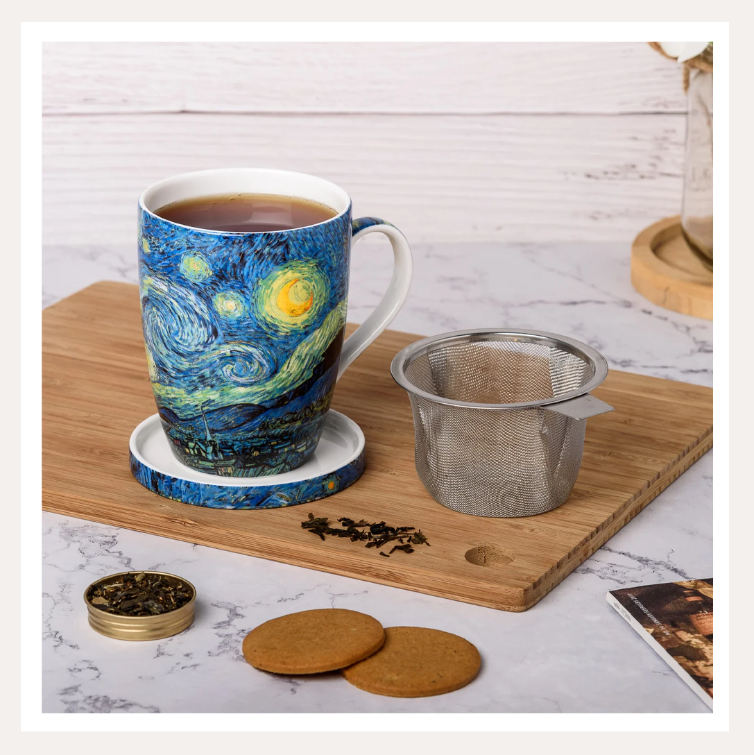 Van Gogh Starry Night Tea Mug Infuser &amp; Lid