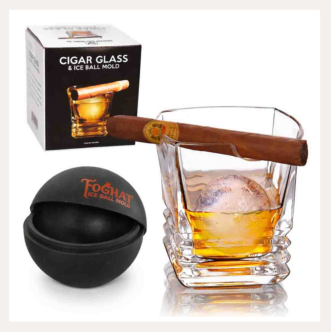 Cigar Glass with Ice Ball Mold