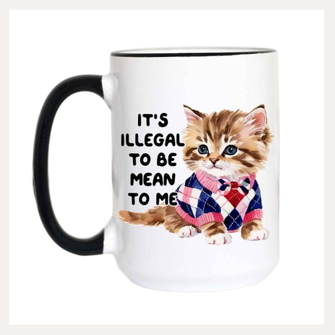 It's Illegal to be Mean to Me Mug, 15 oz. | Mugsby