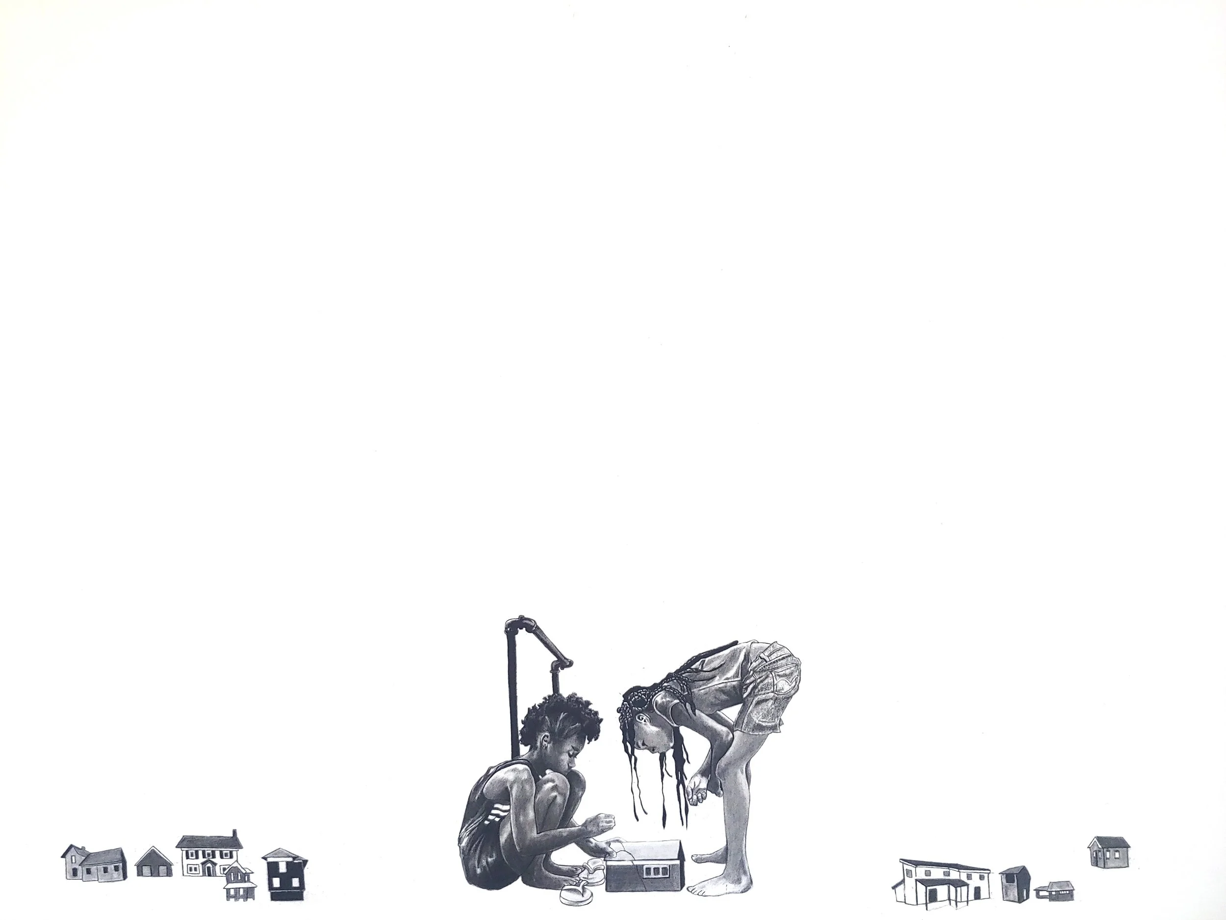  Broken Homes , 2020,
20in x 30in,
Charcoal on paper