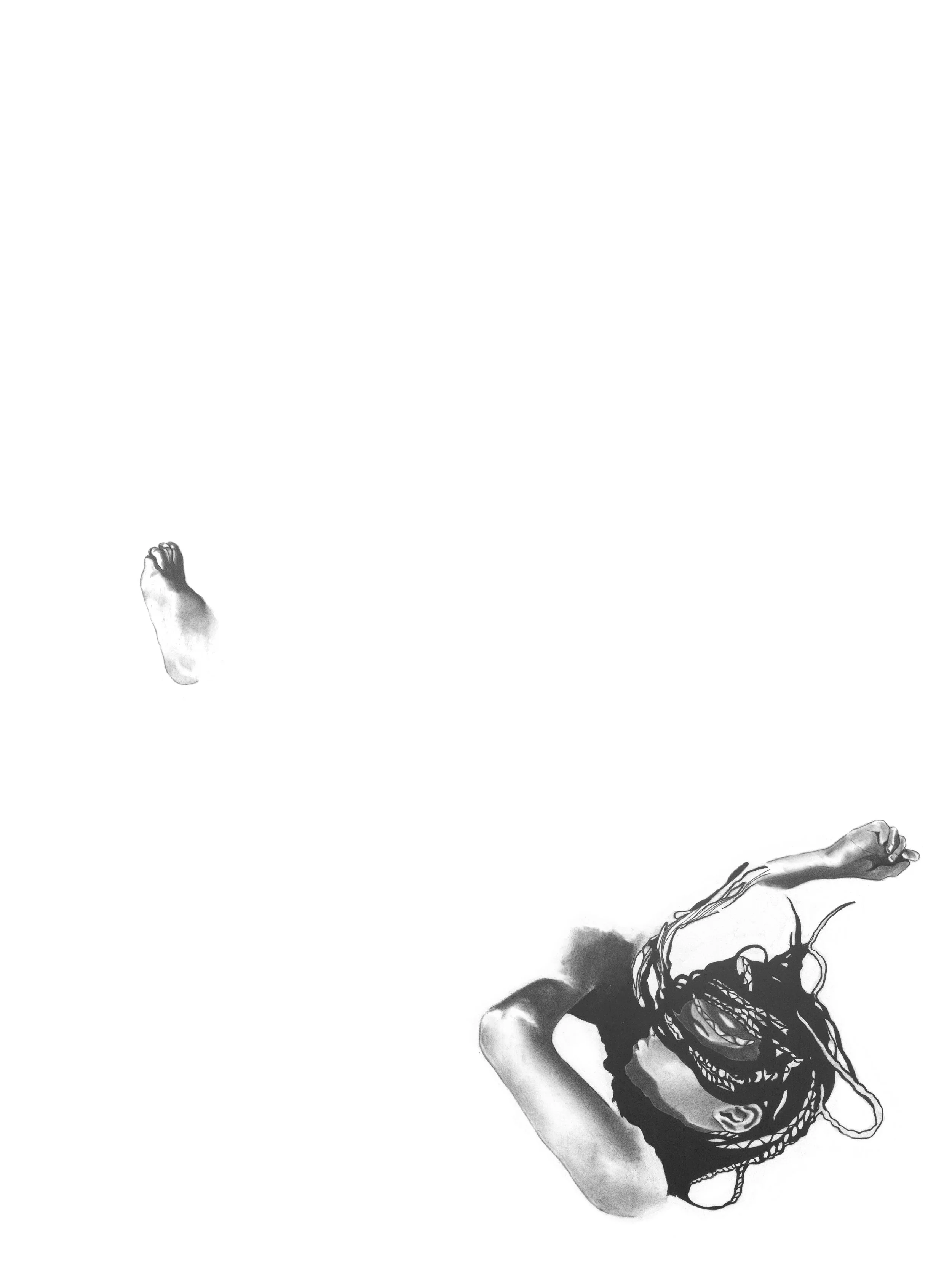  Glass Slipper , 2020,
20in x 30in,
Charcoal on paper