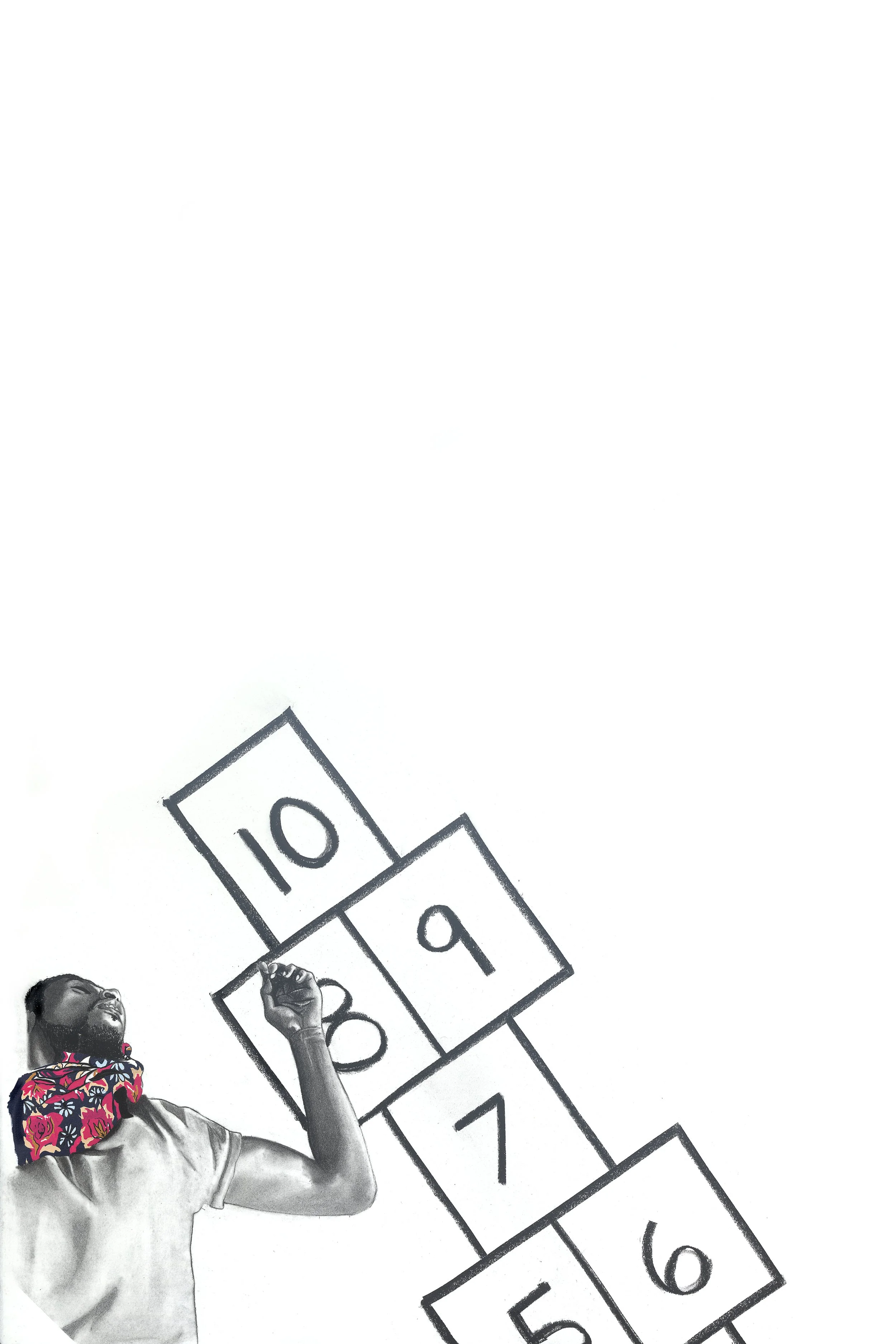  Numbers , 2020,
30in x 20in,
Charcoal and water color on paper