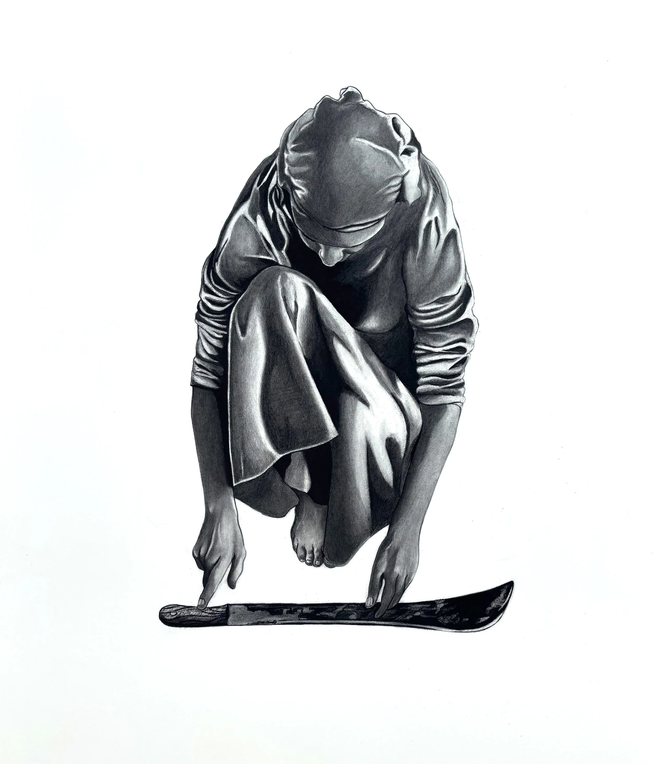  Where the Harvest Ends , 2025,
22in x 30in
Charcoal on paper