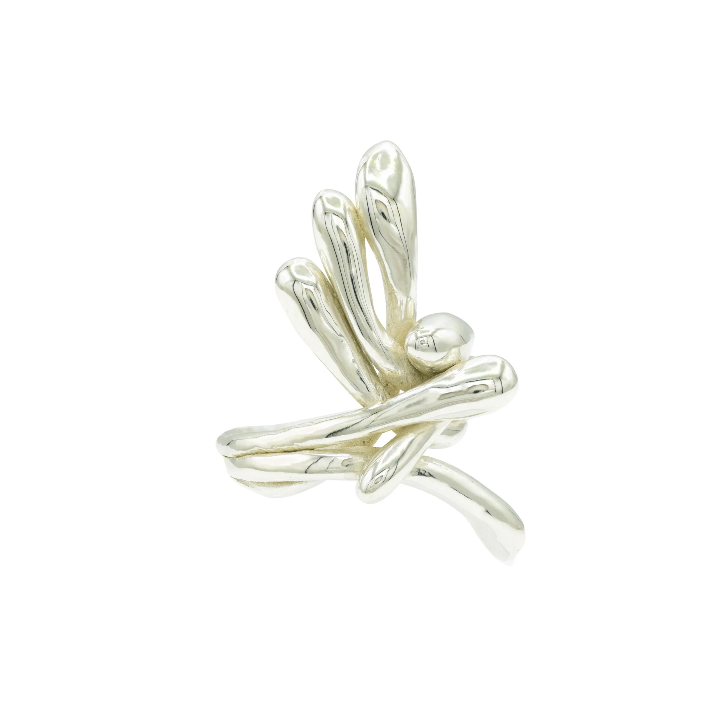 Sterling silver cordyceps mushroom ring.