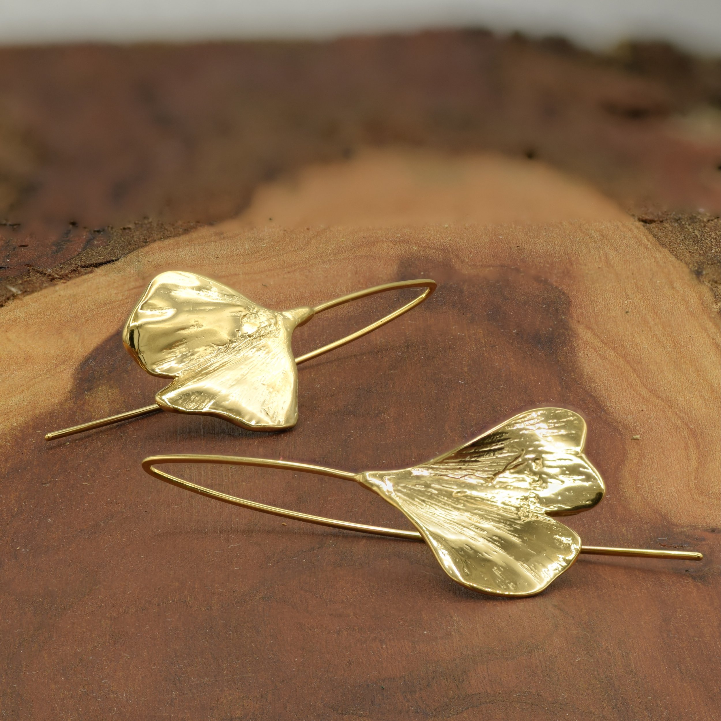 Ginkgo Leaf Earrings | Sterling Silver w/ Gold Vermeil | (Ginkgo biloba)