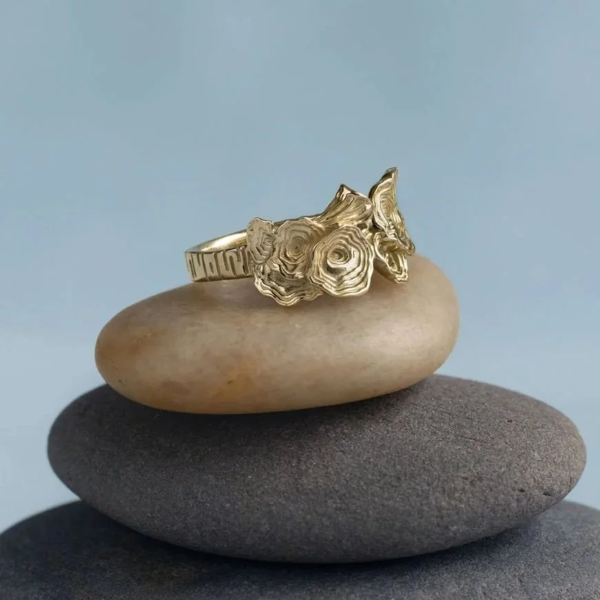 Reishi Mushroom Ring in 14k Gold | (Ganoderma lingzhi)