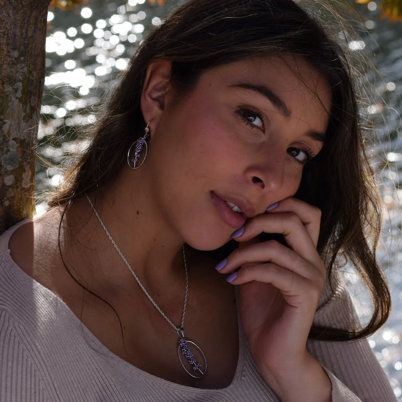 lavender earrings & necklace, sterling silver w: purple nanoceramic -3.jpeg