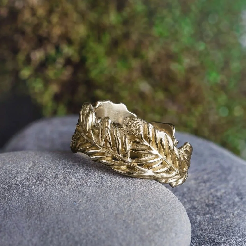 Eastern Hemlock Ring in 14k Gold | (Tsuga canadensis)