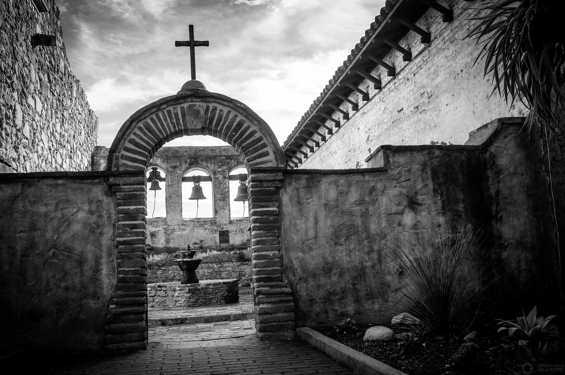 San Juan Capistrano Mission Bells Black and White.jpg