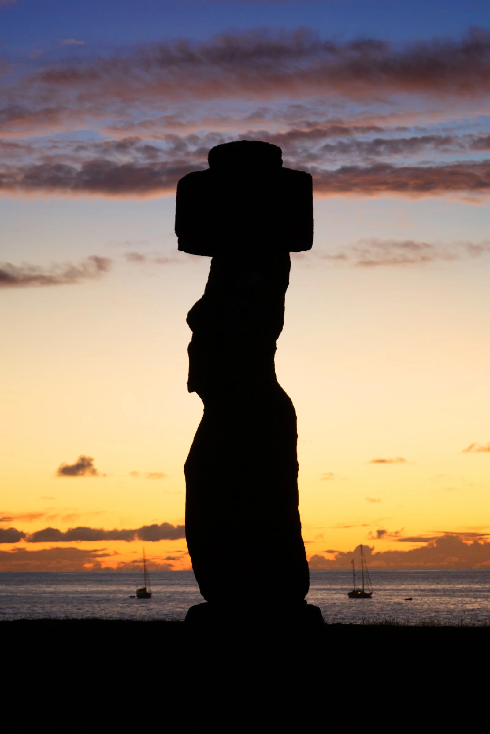 Easter Island Lone Moai at Sunset Easter Island.jpg