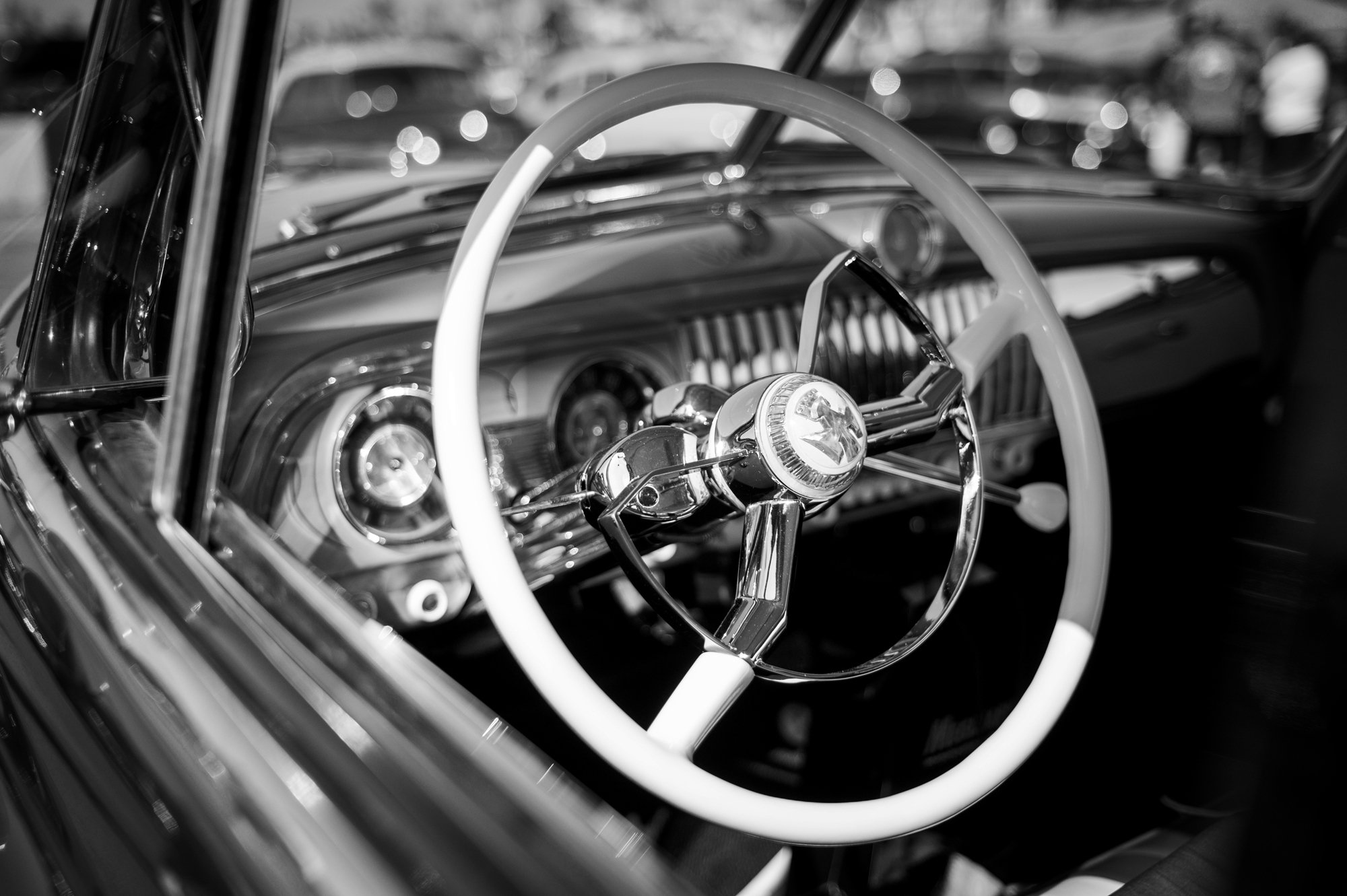 Los Angeles Woody Car Interior Black and White.jpg