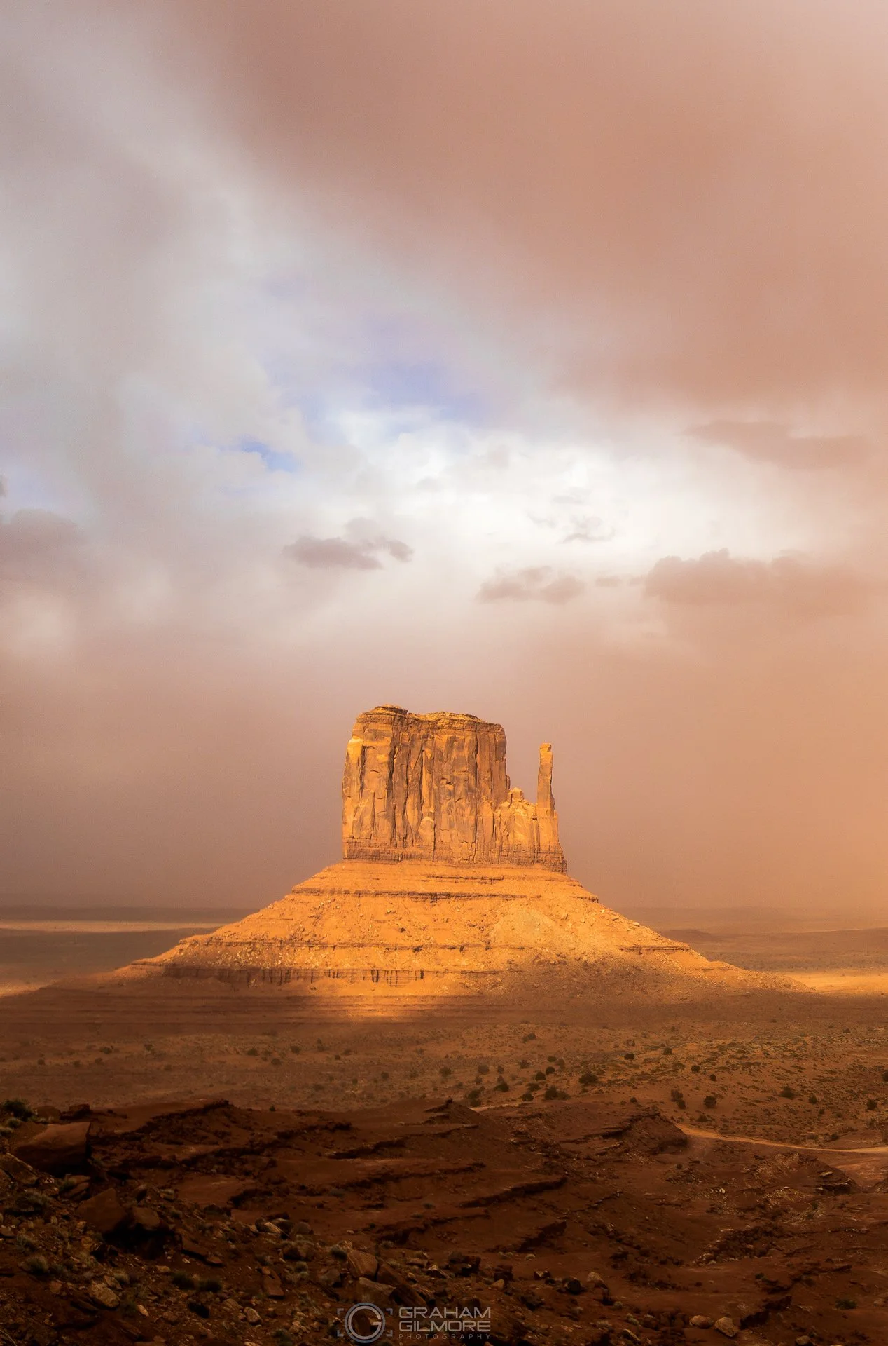 Monument Valley Butte in Stormy Sunset.jpg