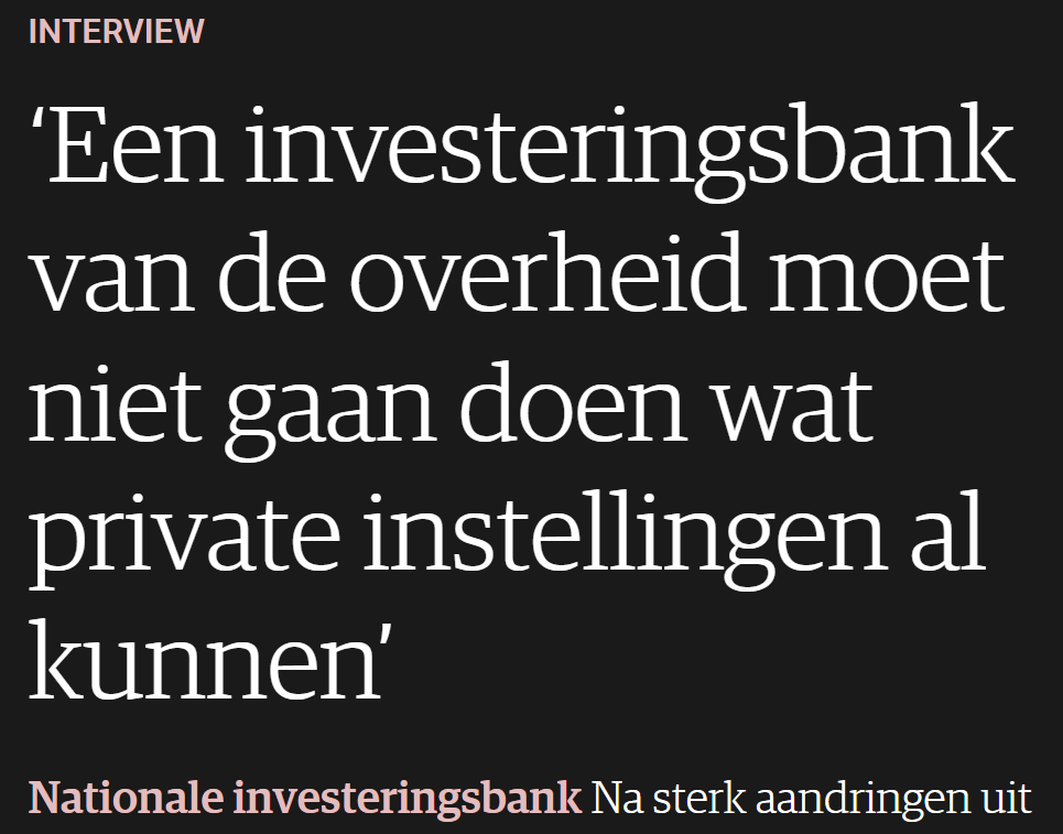 NRC interviewt Jasper H. van Dijk over een nationale investeringsinstelling