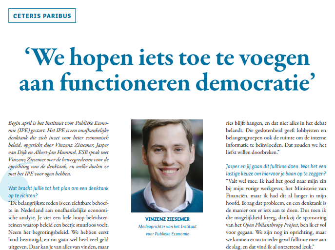 Interview met Vinzenz Ziesemer over start IPE