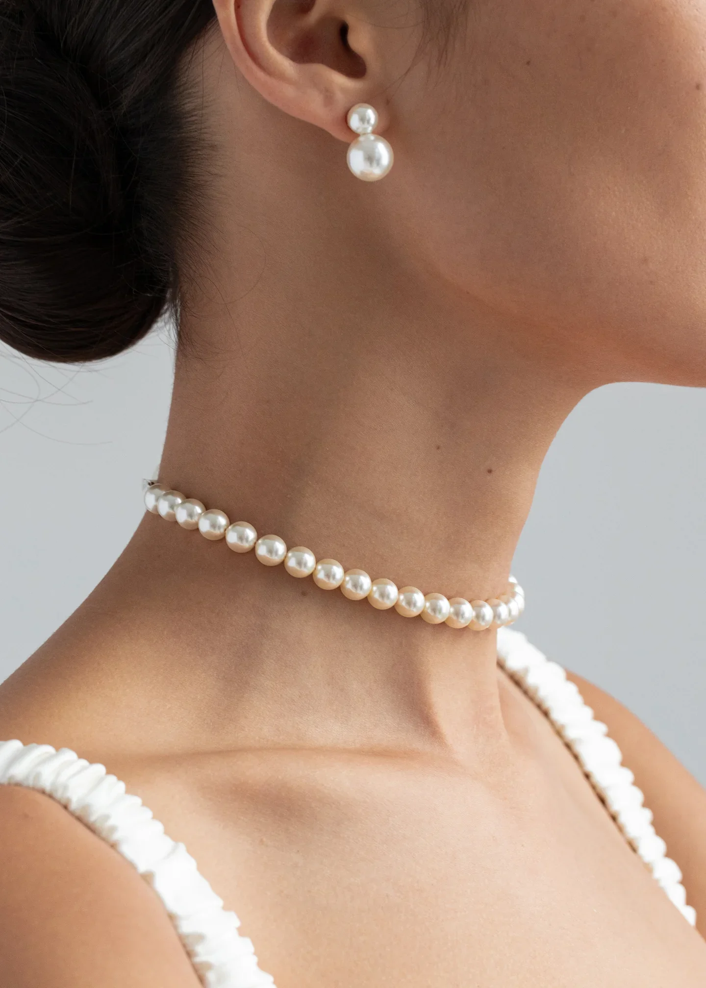 Pearl Ribbon Tie Necklace