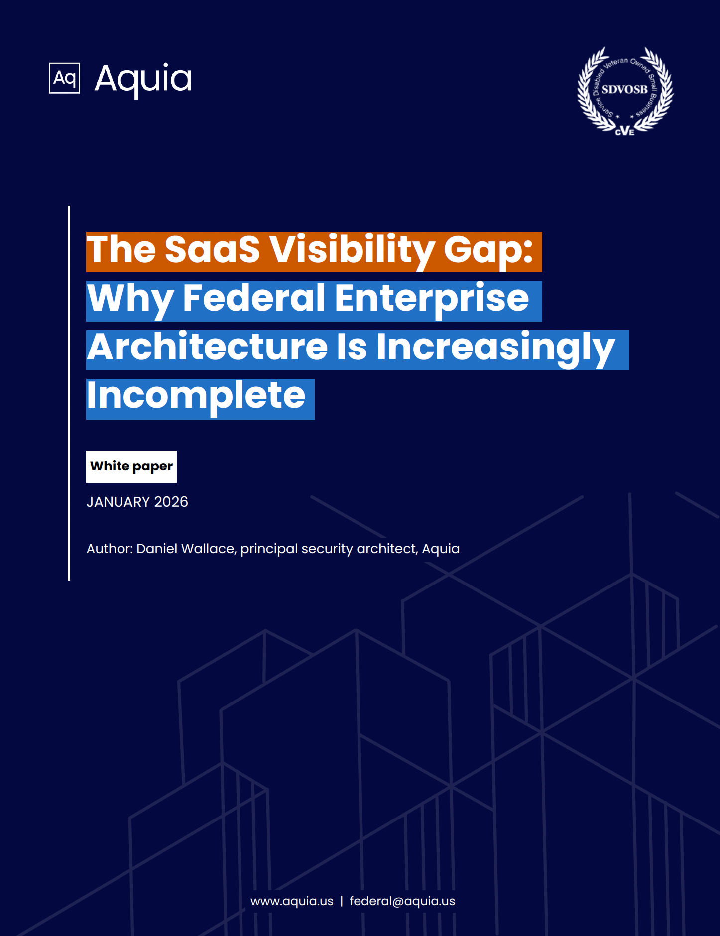 Deep blue cover page of a white paper with the title