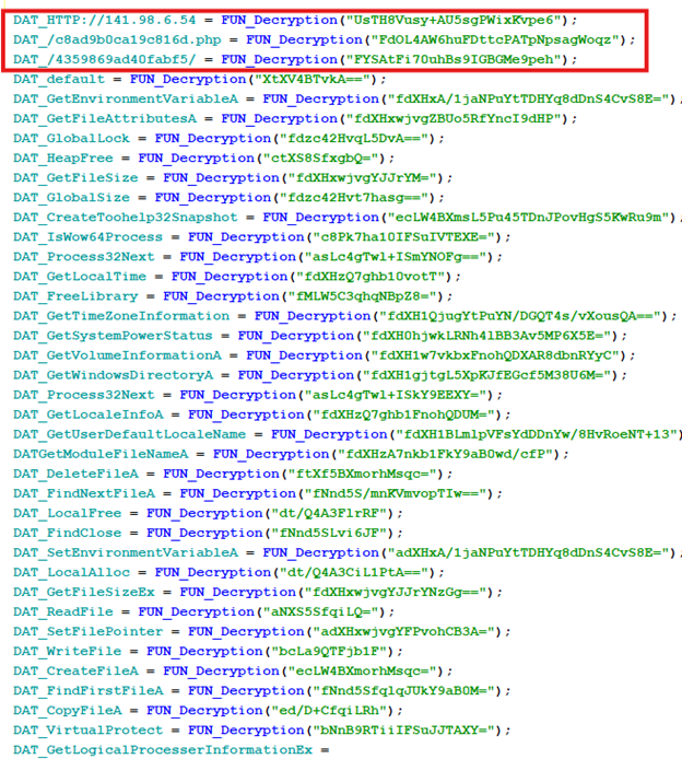 Figure 11- IP address & URL in decrypted strings
