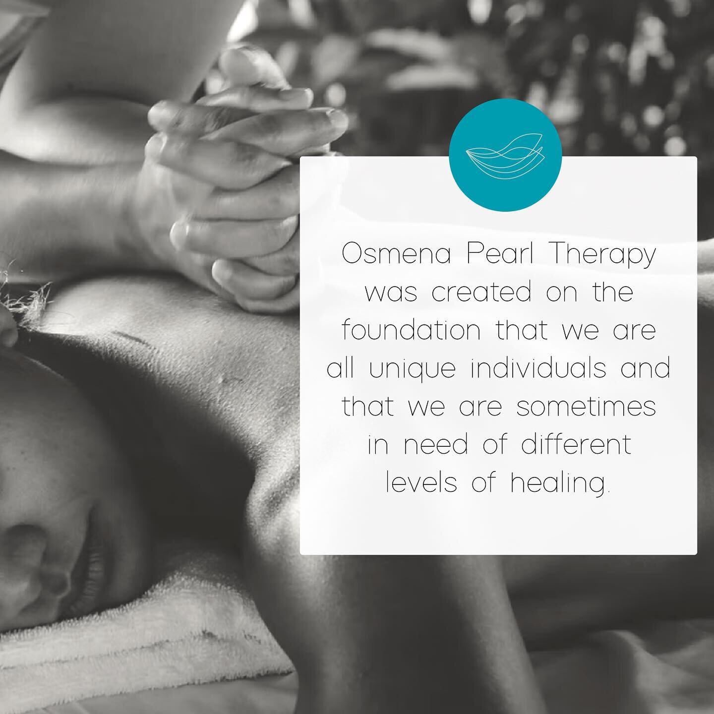 Osmena Pearl Therapy was created on the foundation that we are all unique individuals and that we are sometimes in need of different levels of healing 🌿

Physically, mentally, and spiritually we are always growing, changing and evolving. 

Our goal 