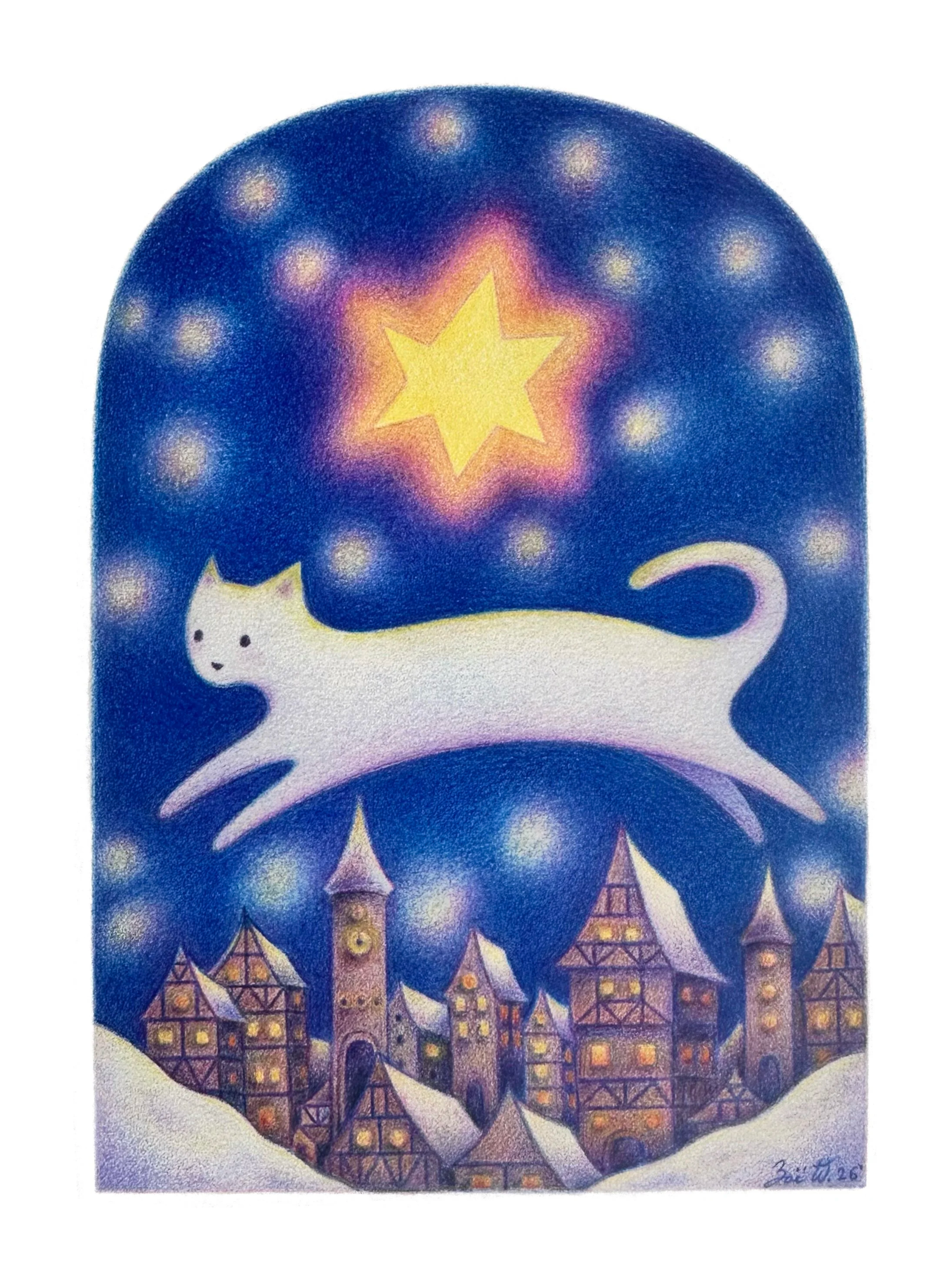 The Lullaby, 2026, colored pencil on paper