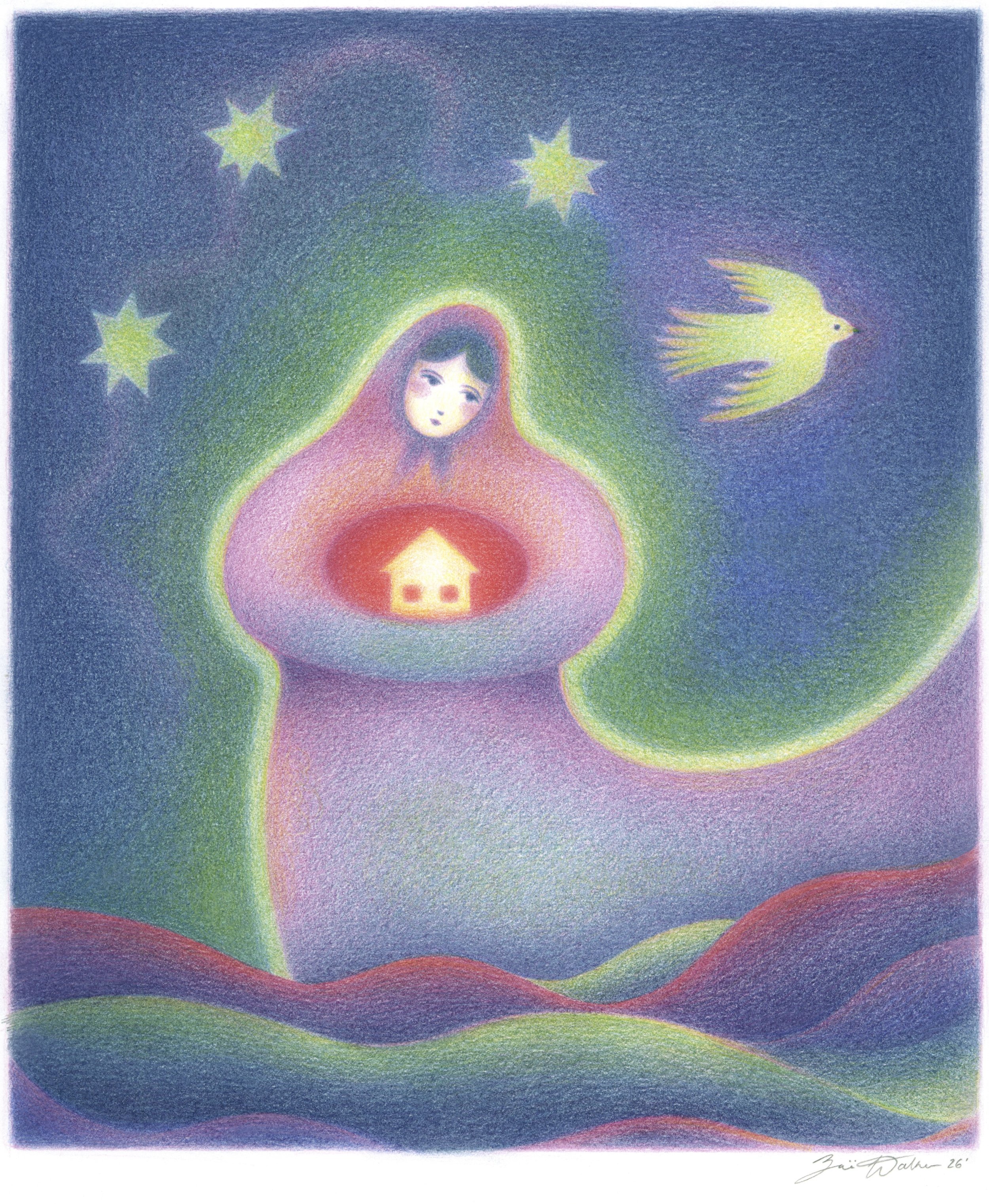 The Keeper, 2026, colored pencil on paper