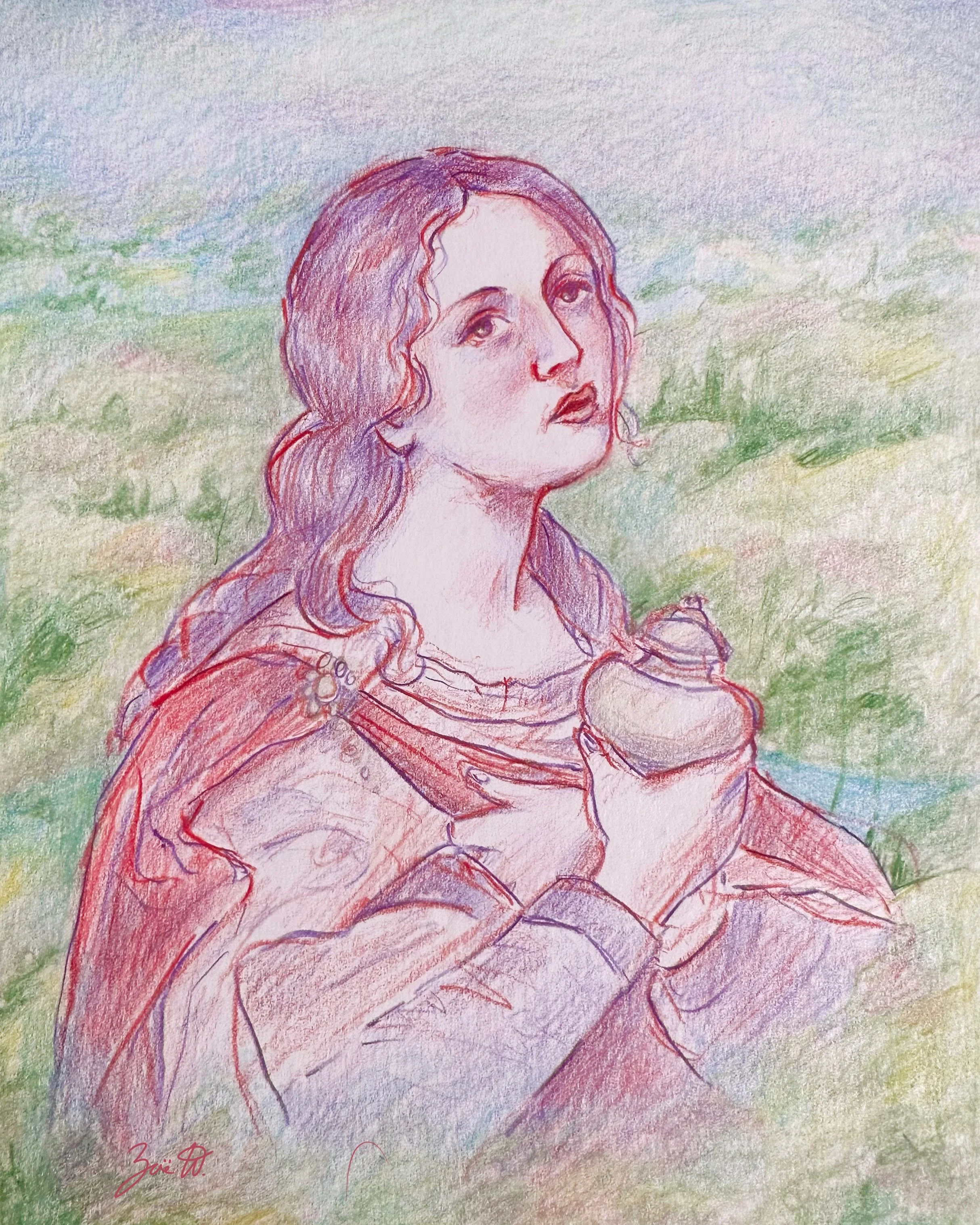 Woe Is Me, 2023, colored pencil on paper