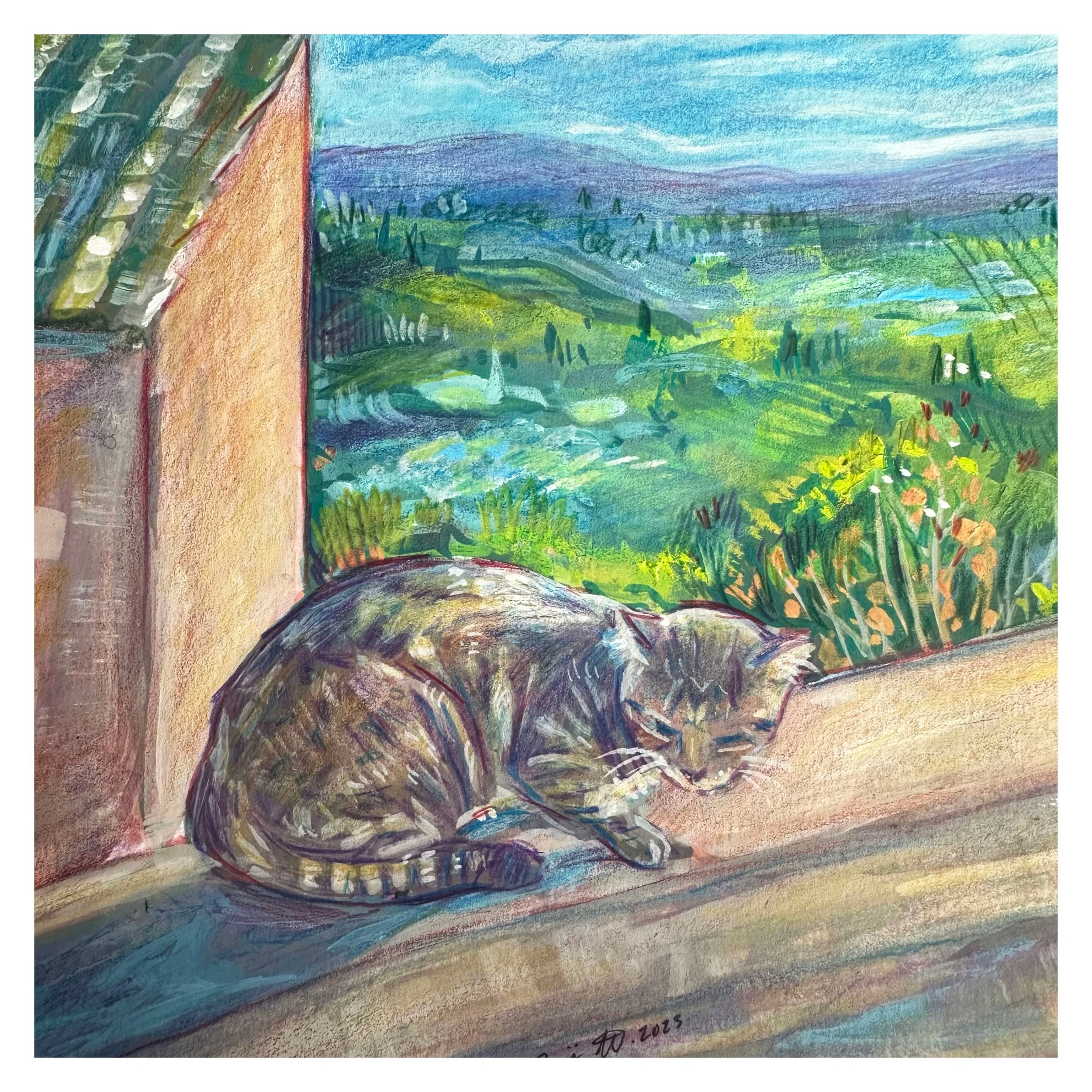 Acrylic Gouache and Colored Pencil on paper