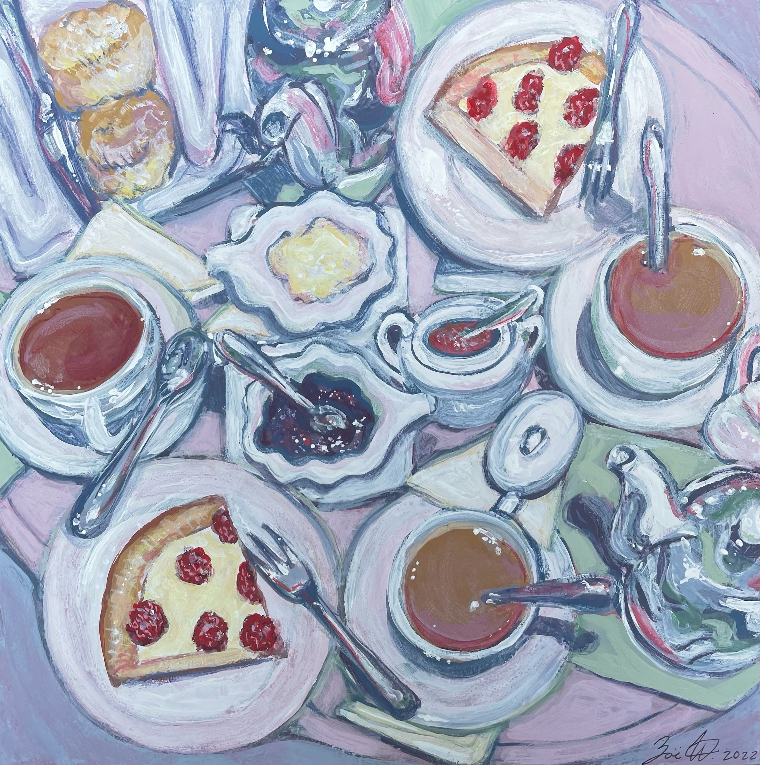 Spread, 2022, acrylic gouache on wood, 8 x 8 in.