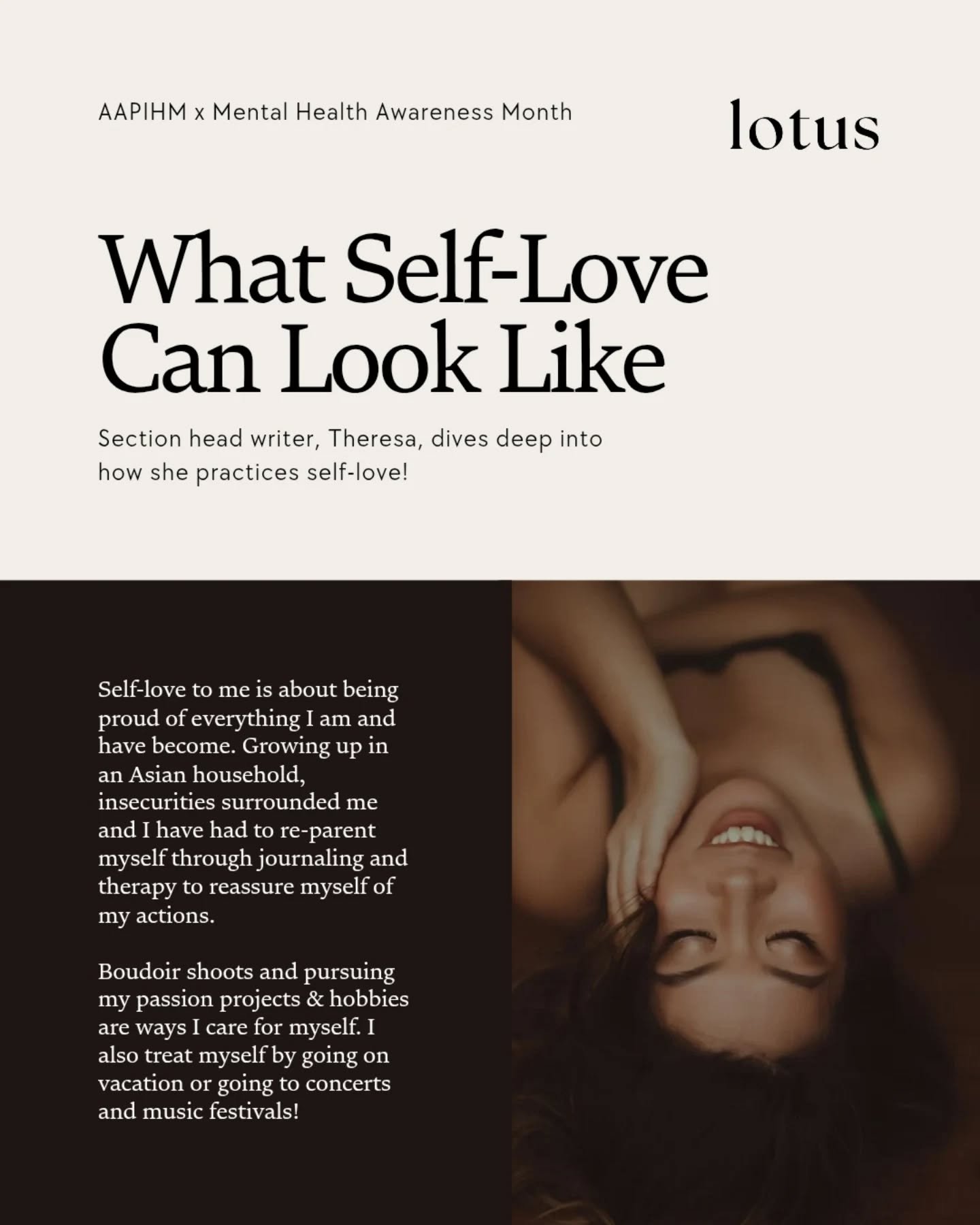 Journaling. Therapy. Boudoir shoots. Music festivals. Trips that fill the soul. ✈️ 

That's what self-love looks like for section head writer @thrsaelle &mdash; and it didn't come without work.

Growing up in an Asian household where insecurities wer