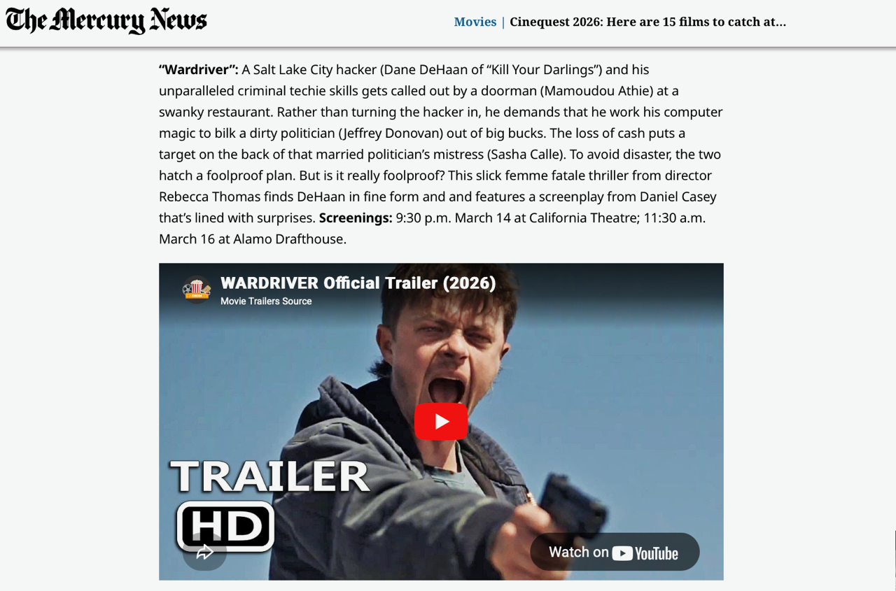 THE MERCURY NEWS (3/11/2026) Cinequest 2026: Here are 15 films to catch at beloved San Jose festival