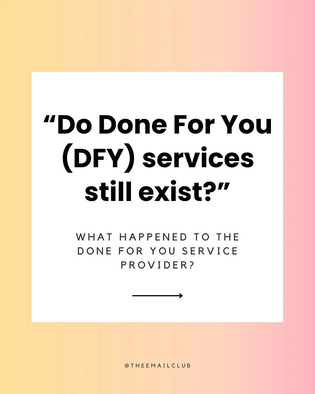 yes, DFY is still here. 

but the good DFY providers may not be if people keep undervaluing, undermining, and underpaying for it.

does this resonate? agree? disagree? share all your thoughts in the comments 👇

p.s. this is not to shame anyone. I th