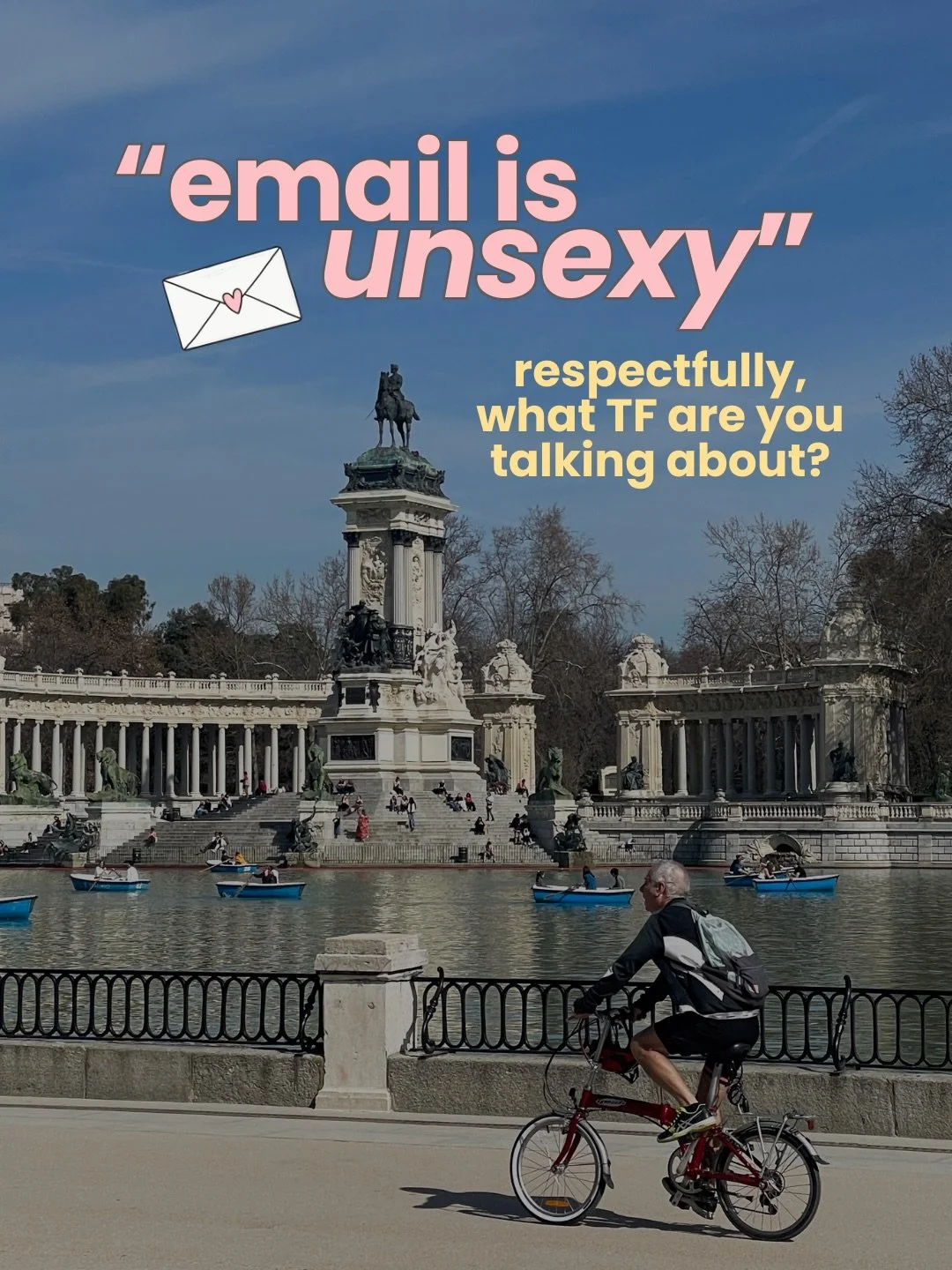 I read &ldquo;email is unsexy&rdquo; the other day and I feel personally offended 😂

bc excuse me, what about this is unsexy?

this is my life, because of email 💌

and I get to live this life WHILE making money. I personally think that is very sexy