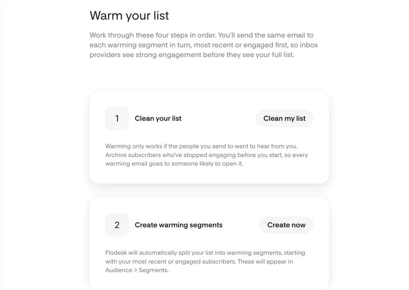 List Warming in Flodesk Deliverability Center