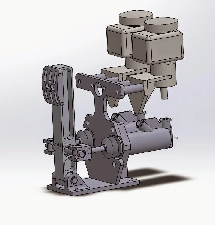The CAD model for the brake pedal assembly