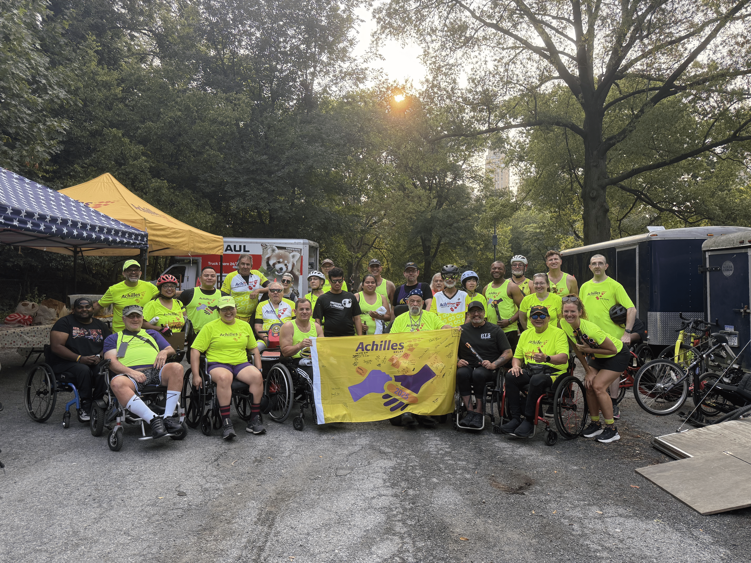 Group shot at the Achilles NYC adaptive cycling workout.