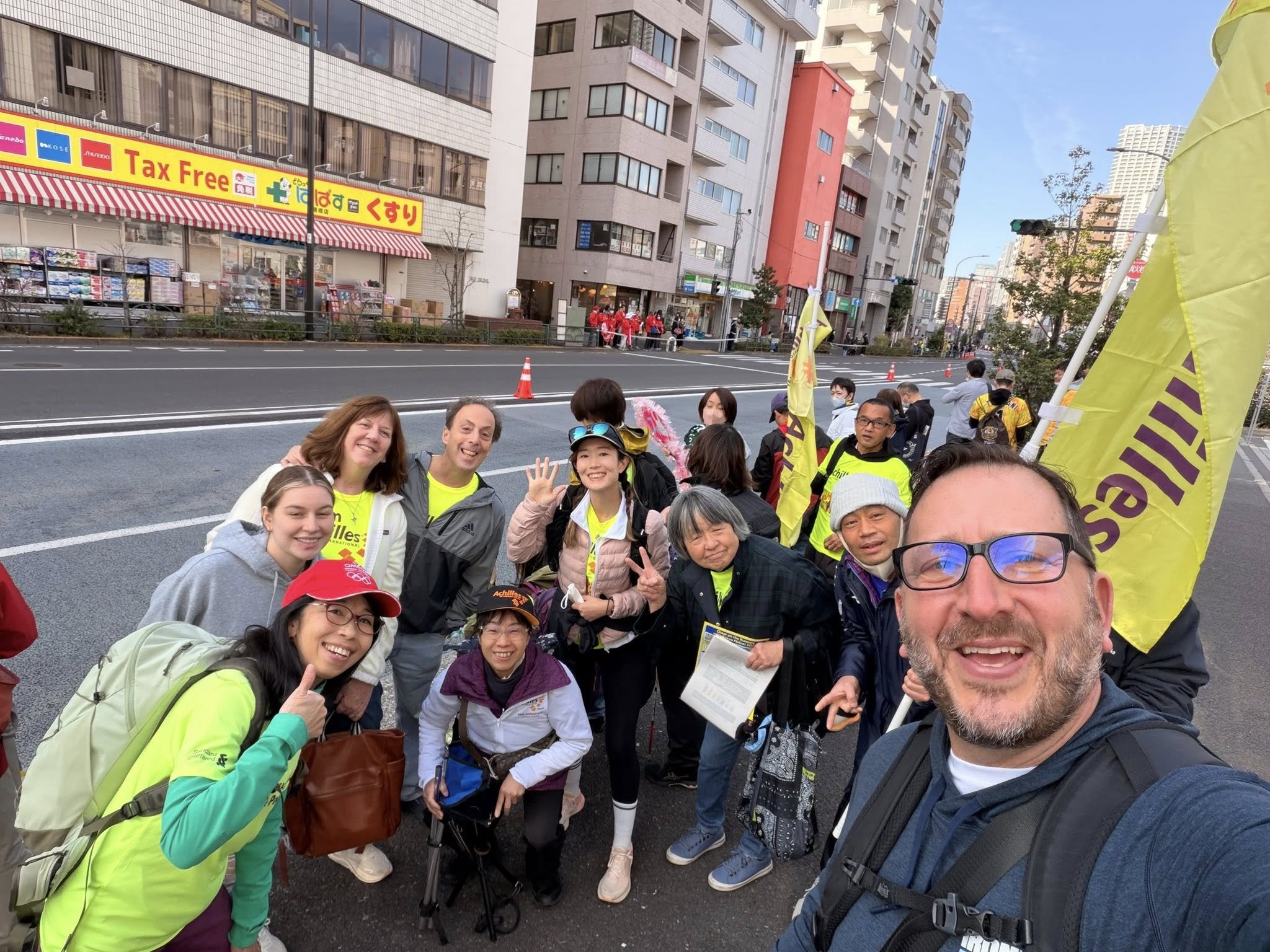  Selfie of Achilles members posing and smiling together.  