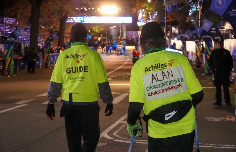  The back of Alan’s shirt, which reads “Cancer-Thriver” and “Cancer-warrior”  