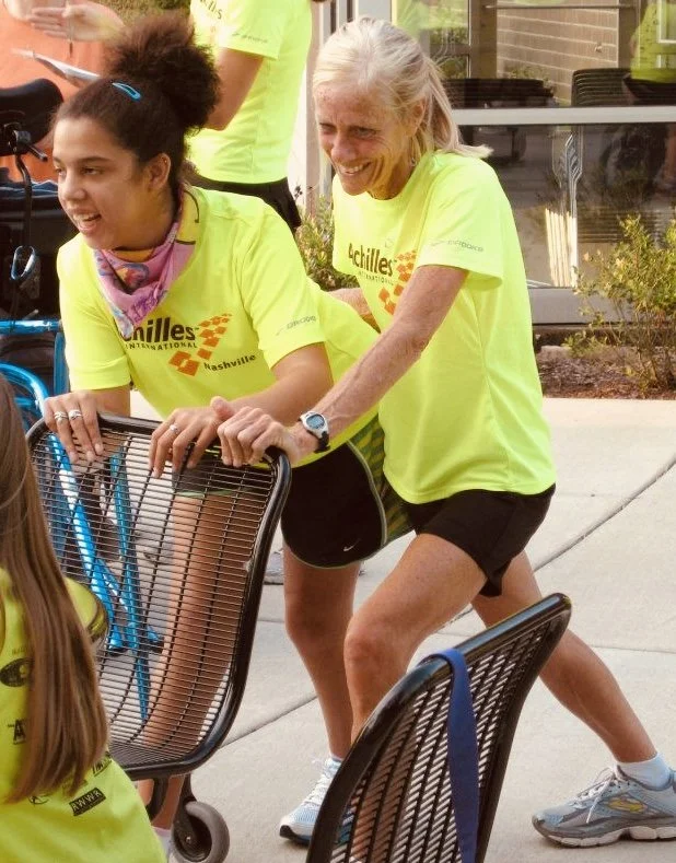  Amy and Lizzy at one of their first Achilles workouts.  