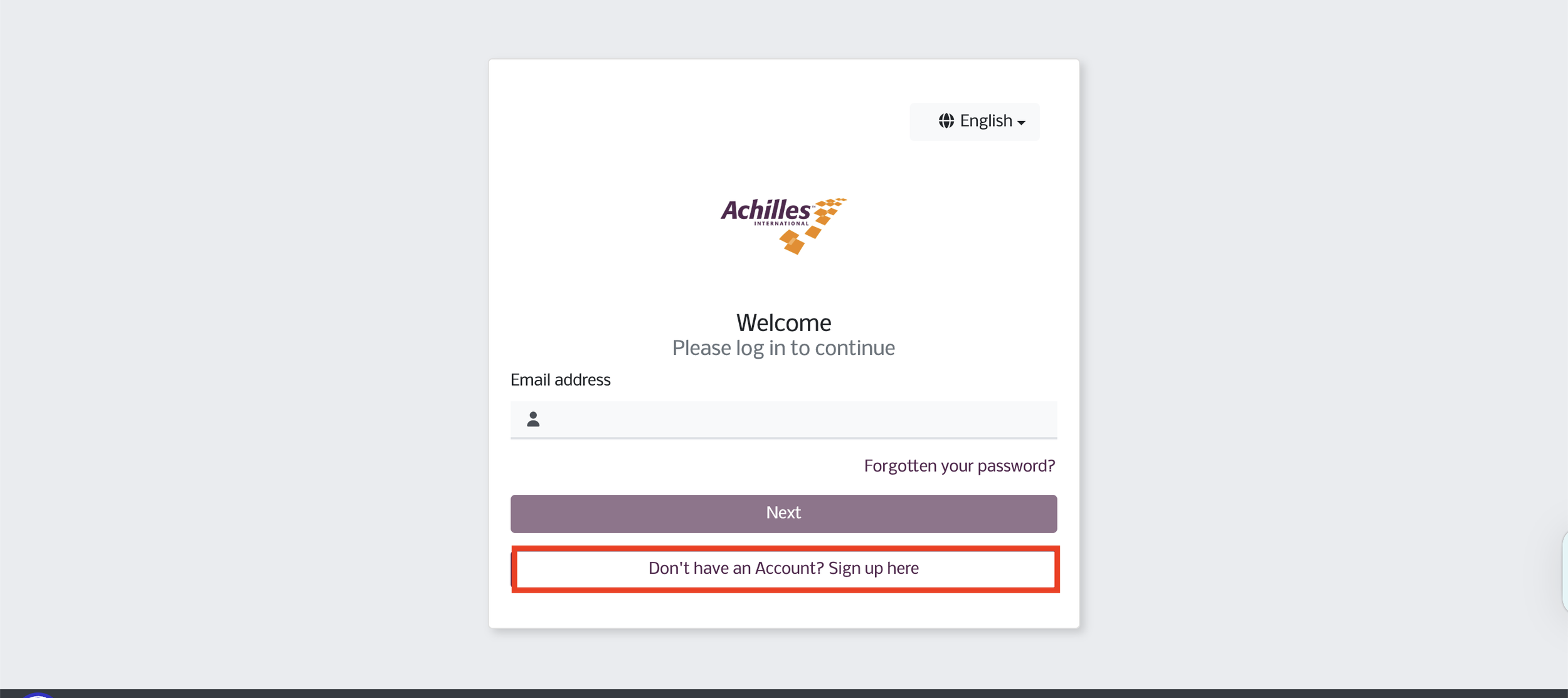 Sign Up Box screenshot