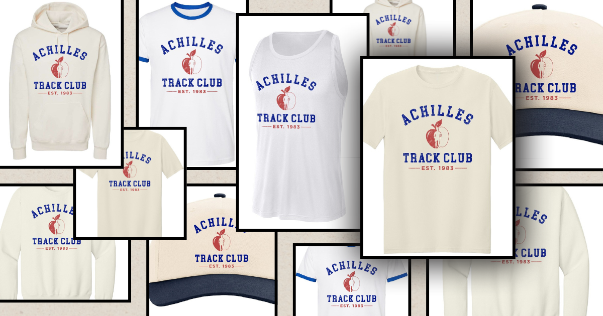 Collage of Achilles Track Club Items