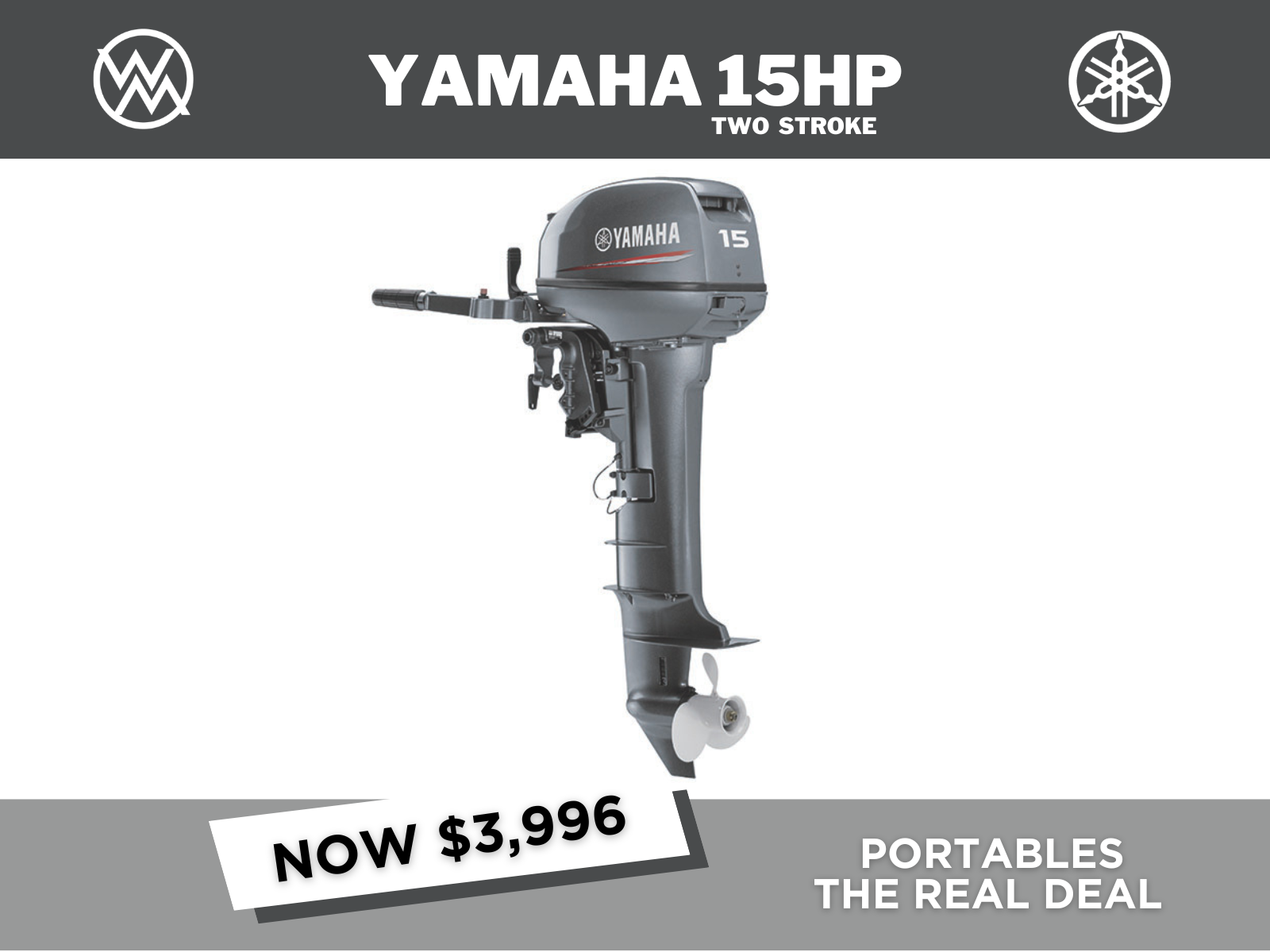 2026 YAMAHA 15HP 2 STROKE - IN STOCK NOW!!