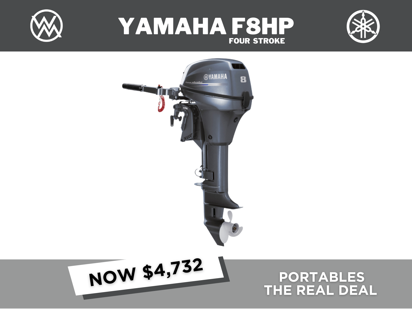 2026 YAMAHA F8HP SMHB 4 STROKE - IN STOCK NOW!!