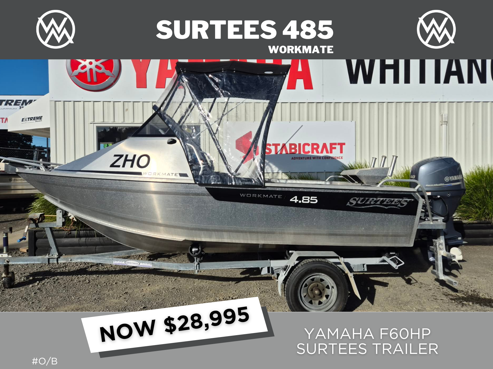 2012 SURTEES 485 WORKMATE, YAMAHA F60 &amp; SURTEES TRAILER - IN STOCK NOW!!